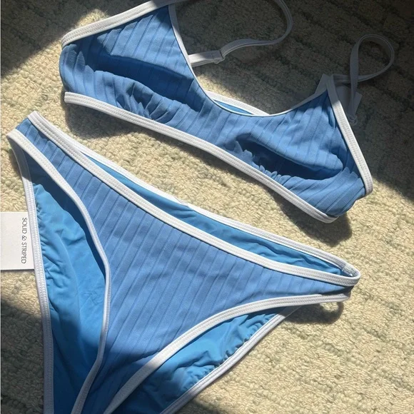 SOLID & STRIPED Blue and White Bikini - Picture 2 of 2